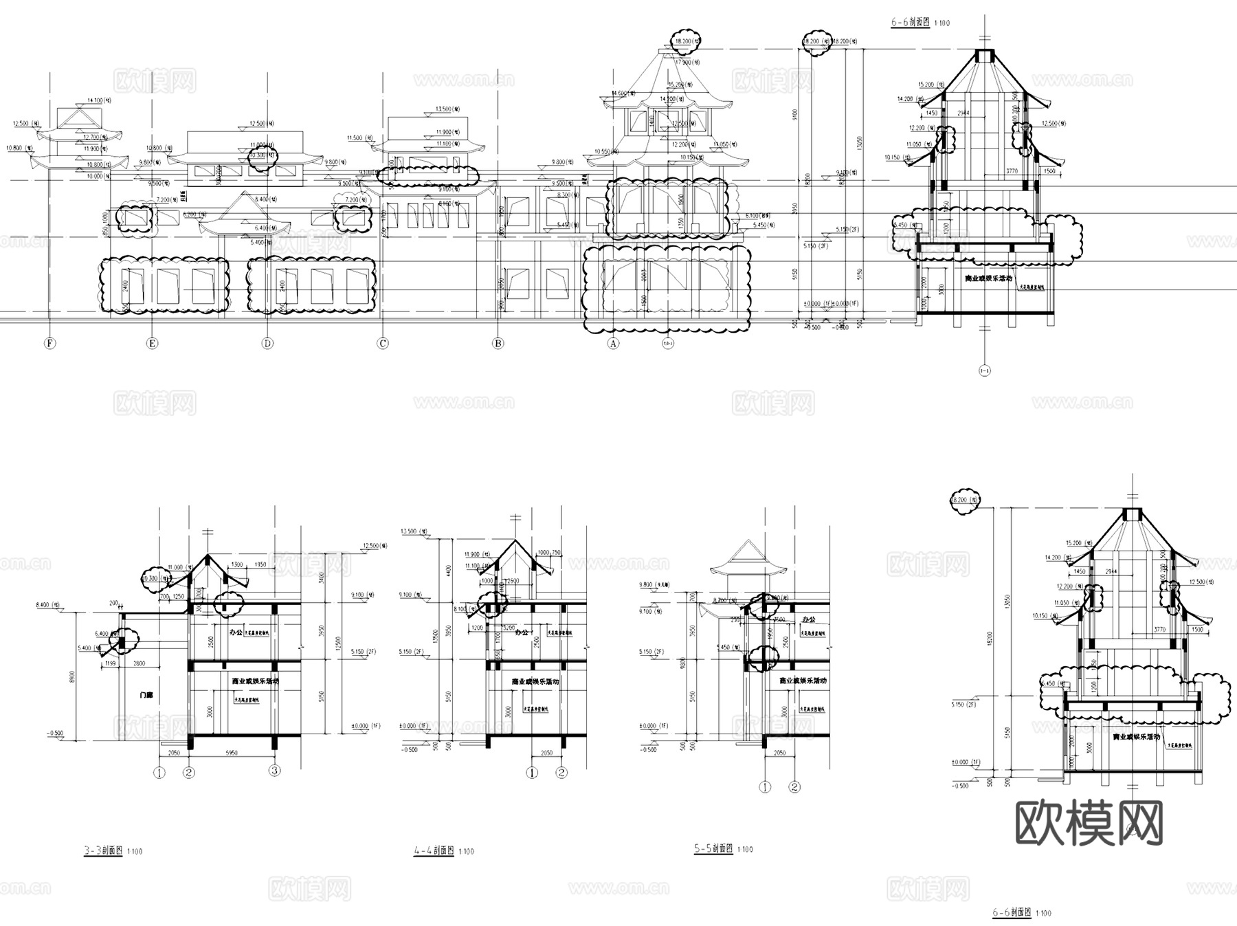 海南海花岛D区世界童话乐园环球市集片区建筑CAD施工图整套cad施工图