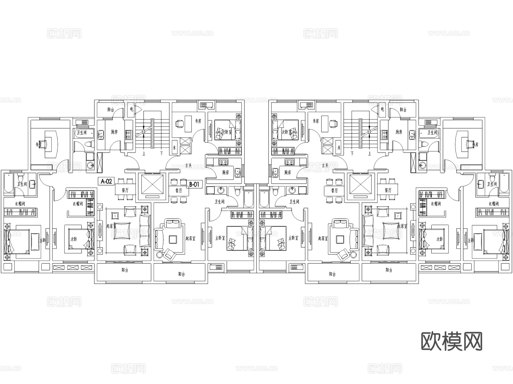 居住小区规划住宅楼建筑CAD施工图+SU模型cad施工图