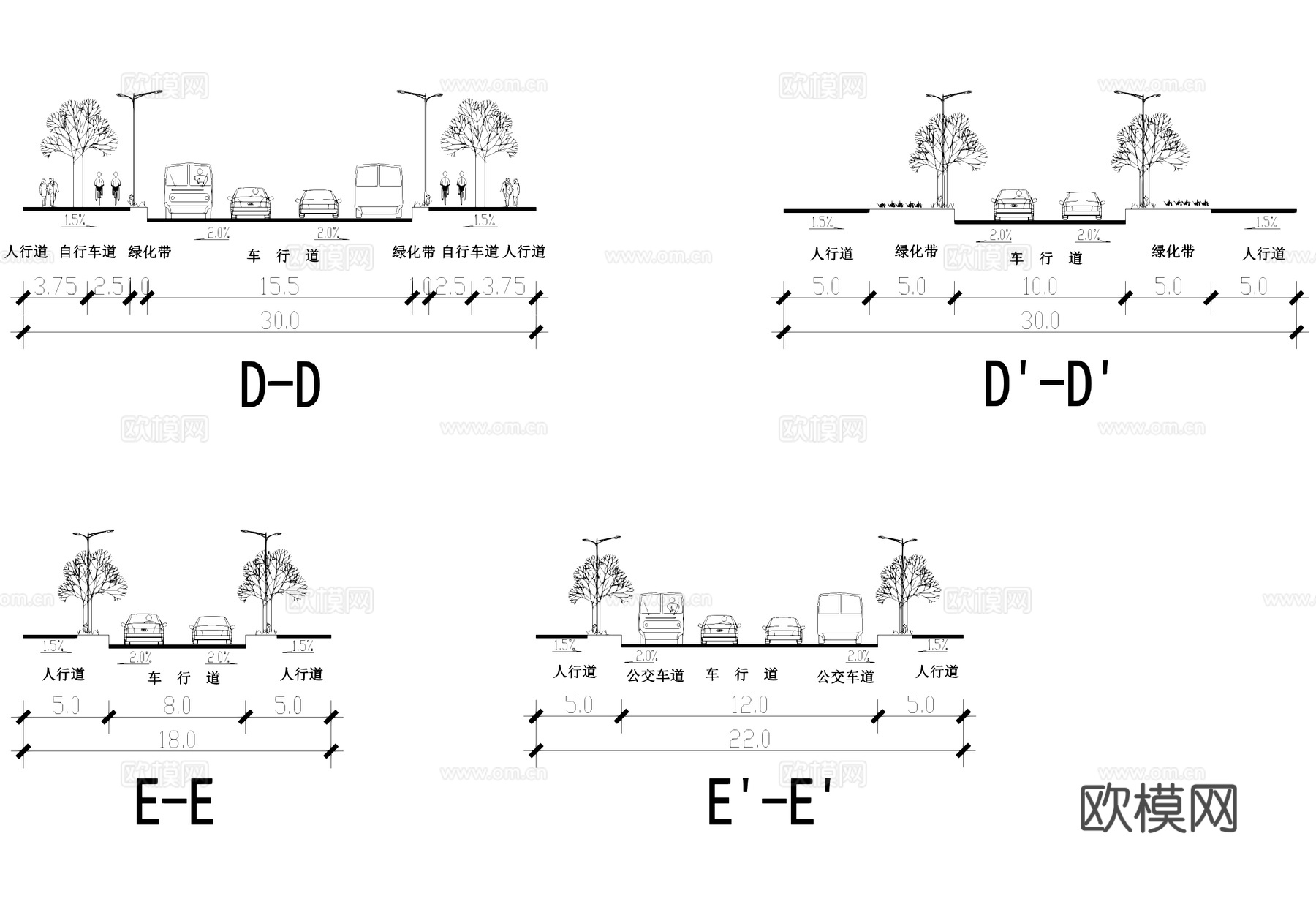 市政标准道路断面图CAD施工图cad施工图cad施工图