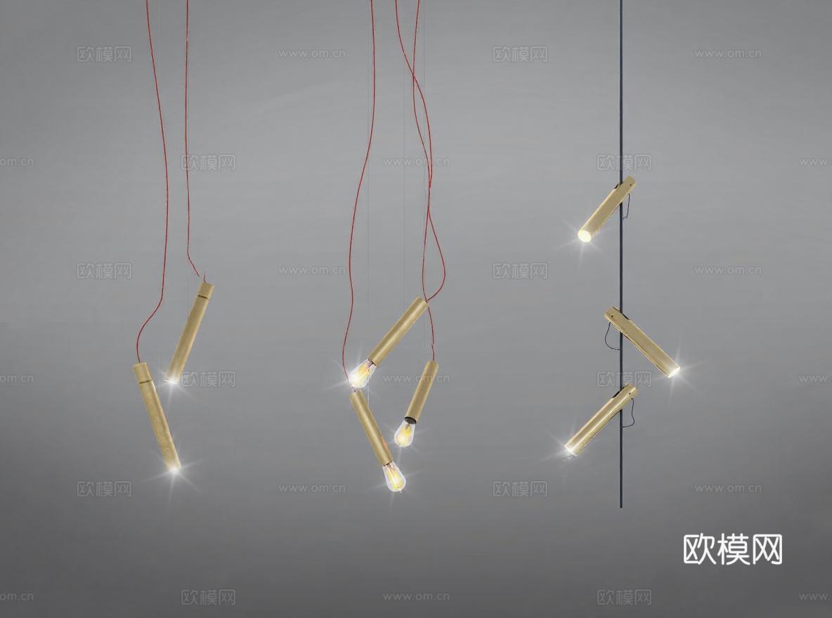 现代简约几何吊灯 金属艺术照明设计 高端室内装饰灯具 3D模型概念艺术免费3d模型