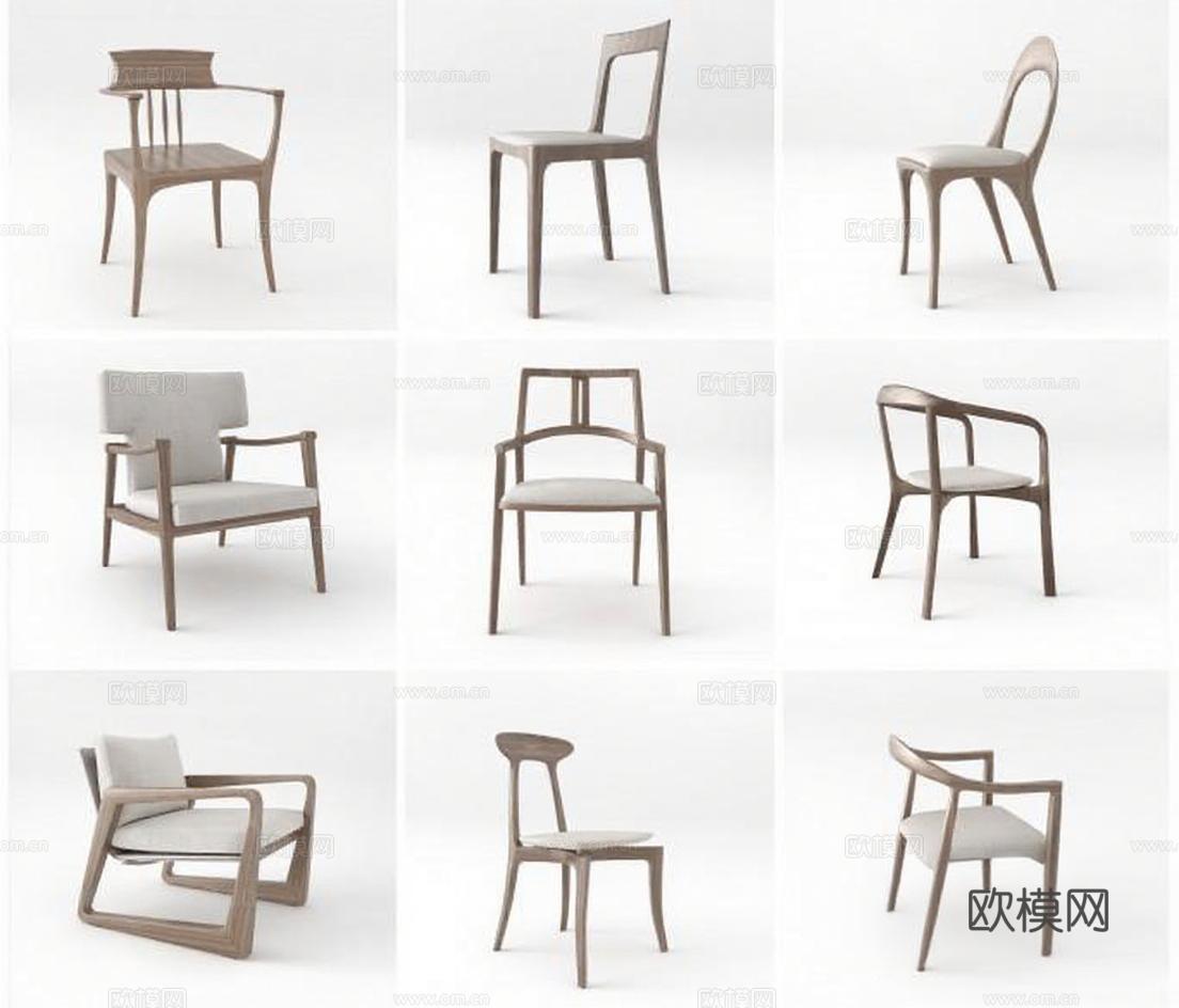 现代极简椅子系列设计 3D渲染模型库 家具产品目录 家居灵感参考免费3d模型