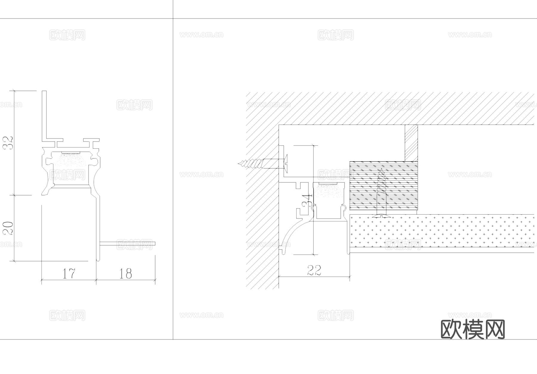 LED线性灯天花悬浮吊顶图库CAD施工图cad施工图