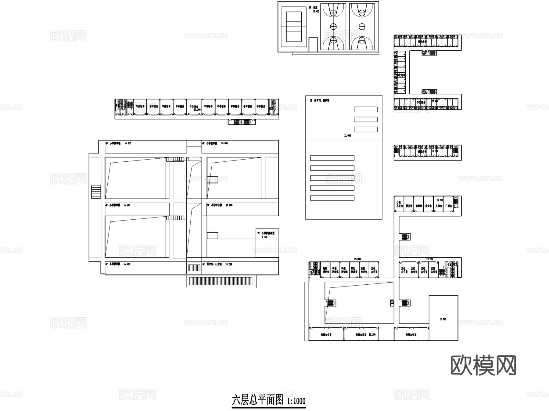 小学中学学校规划建筑平剖面CAD施工图cad施工图