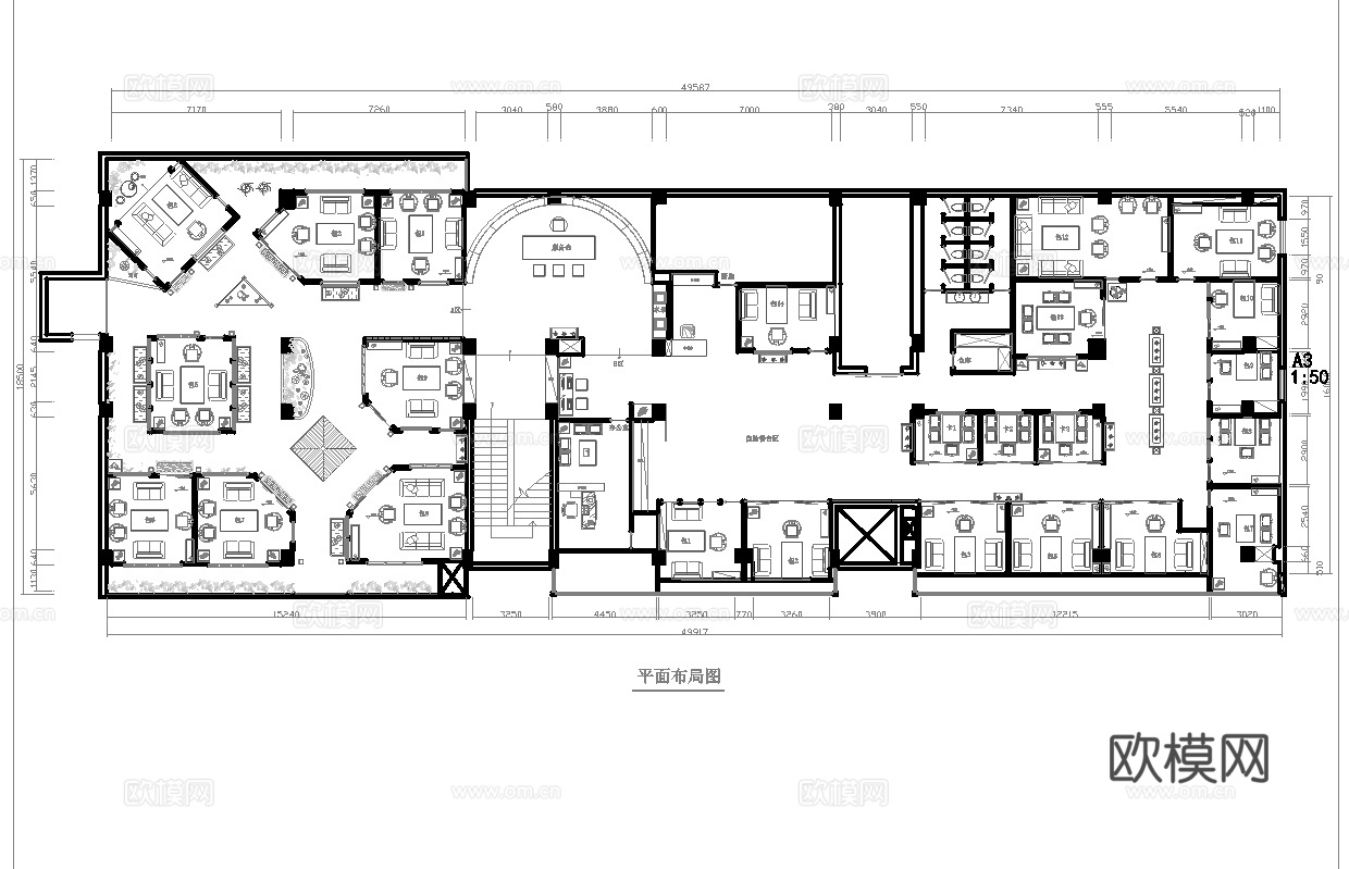 茶楼 茶馆  最新全套施工图合集cad施工图下载（渲染图1）