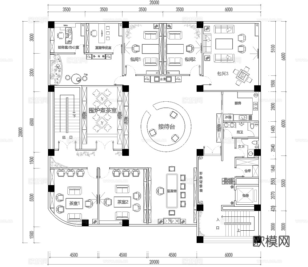 1000平茶楼 茶馆  最新全套施工图合集cad施工图