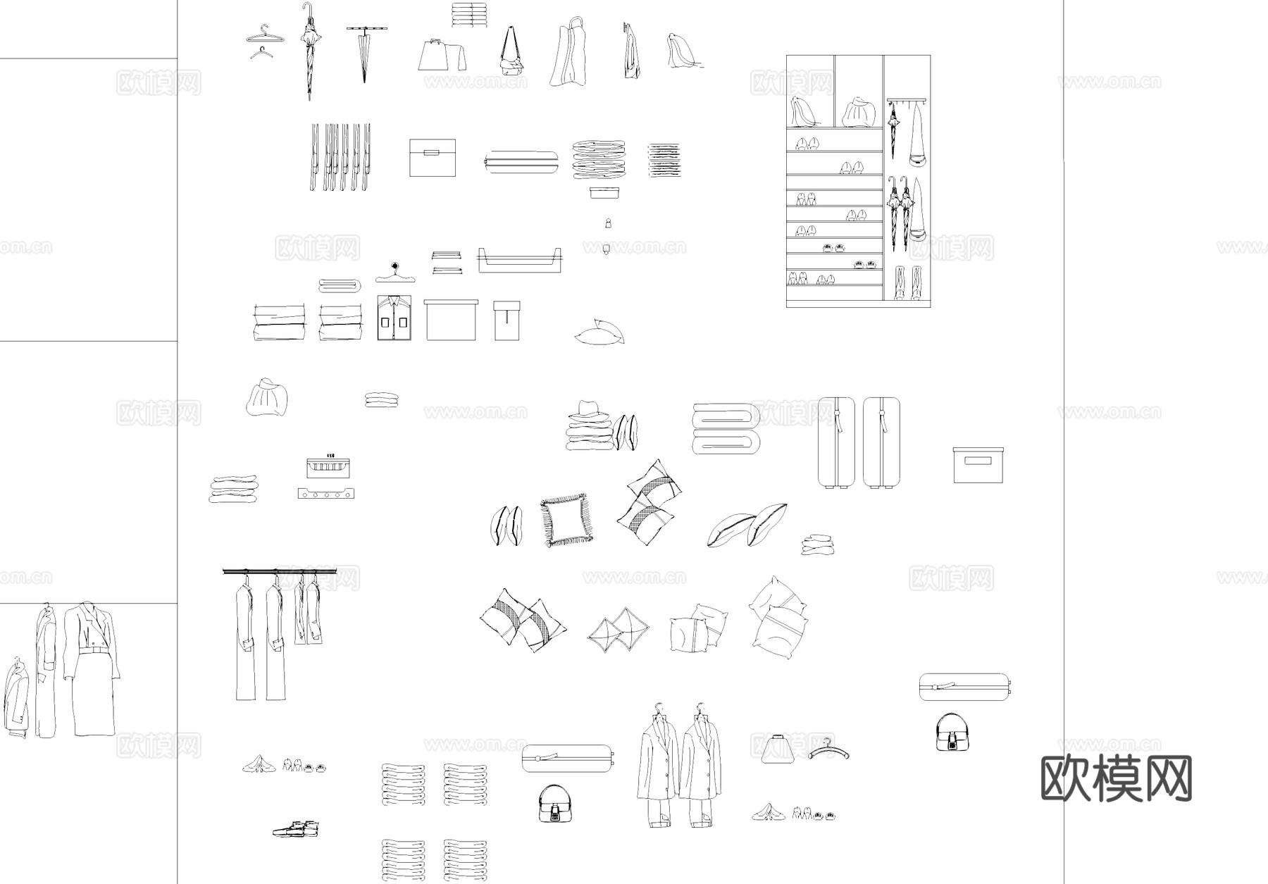 衣服裤子鞋子抱枕被褥图块图库CADcad施工图
