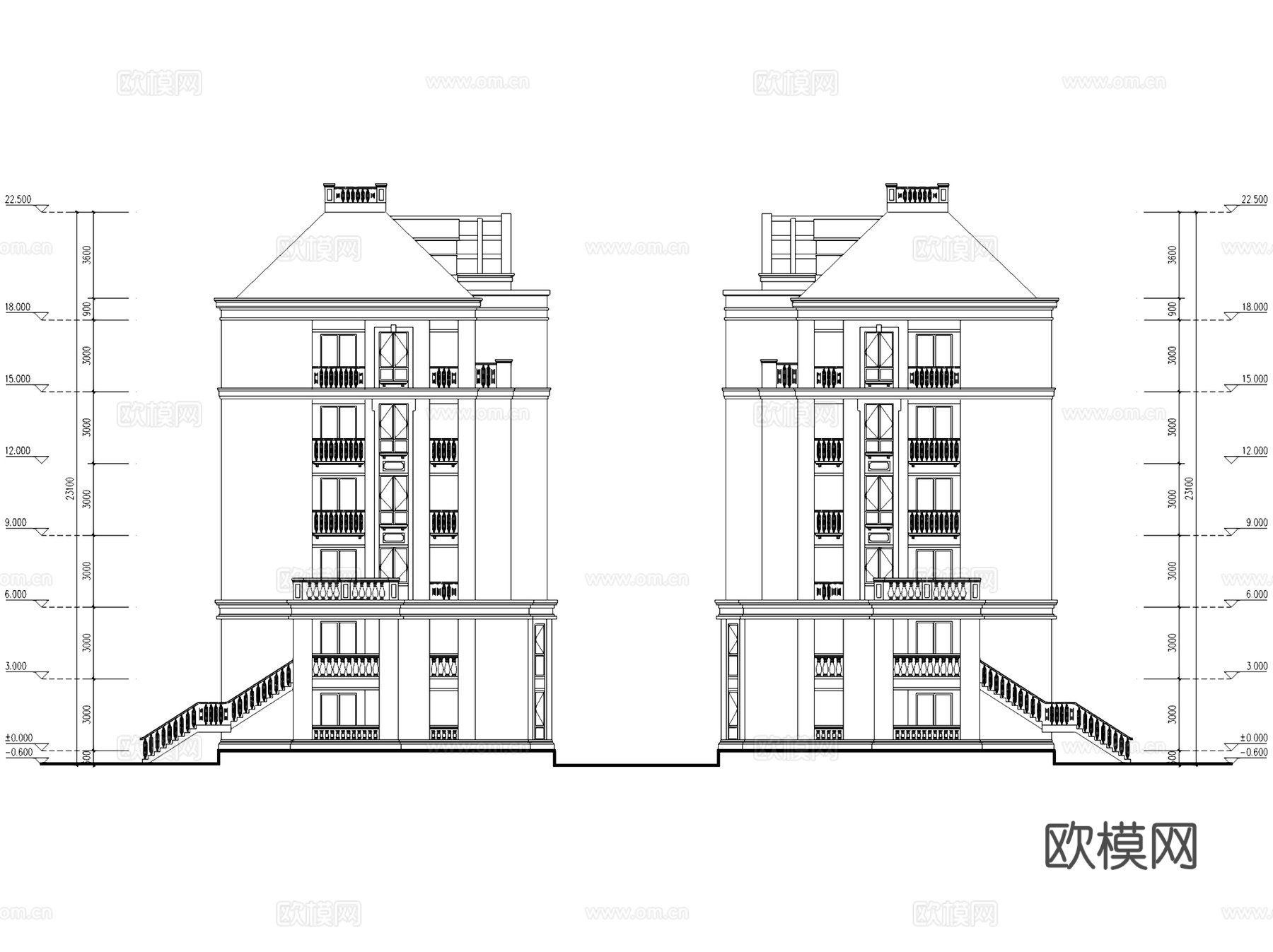无锡融侨观邸花园洋房建筑CAD施工图+SU模型cad施工图