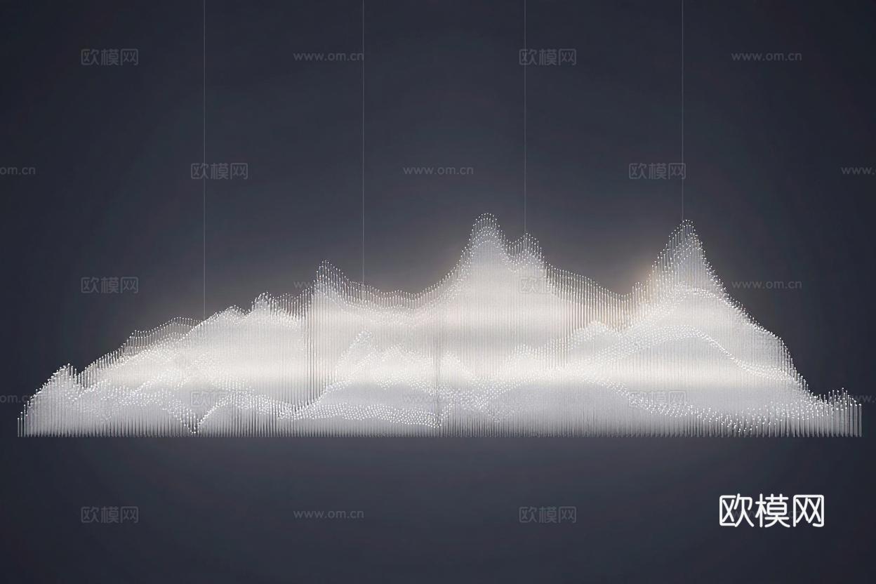 艺术吊灯 山形设计 科技装饰概念灯具 3D渲染艺术灯饰 未来主义极简风格 高端空间装饰灯具免费3d模型