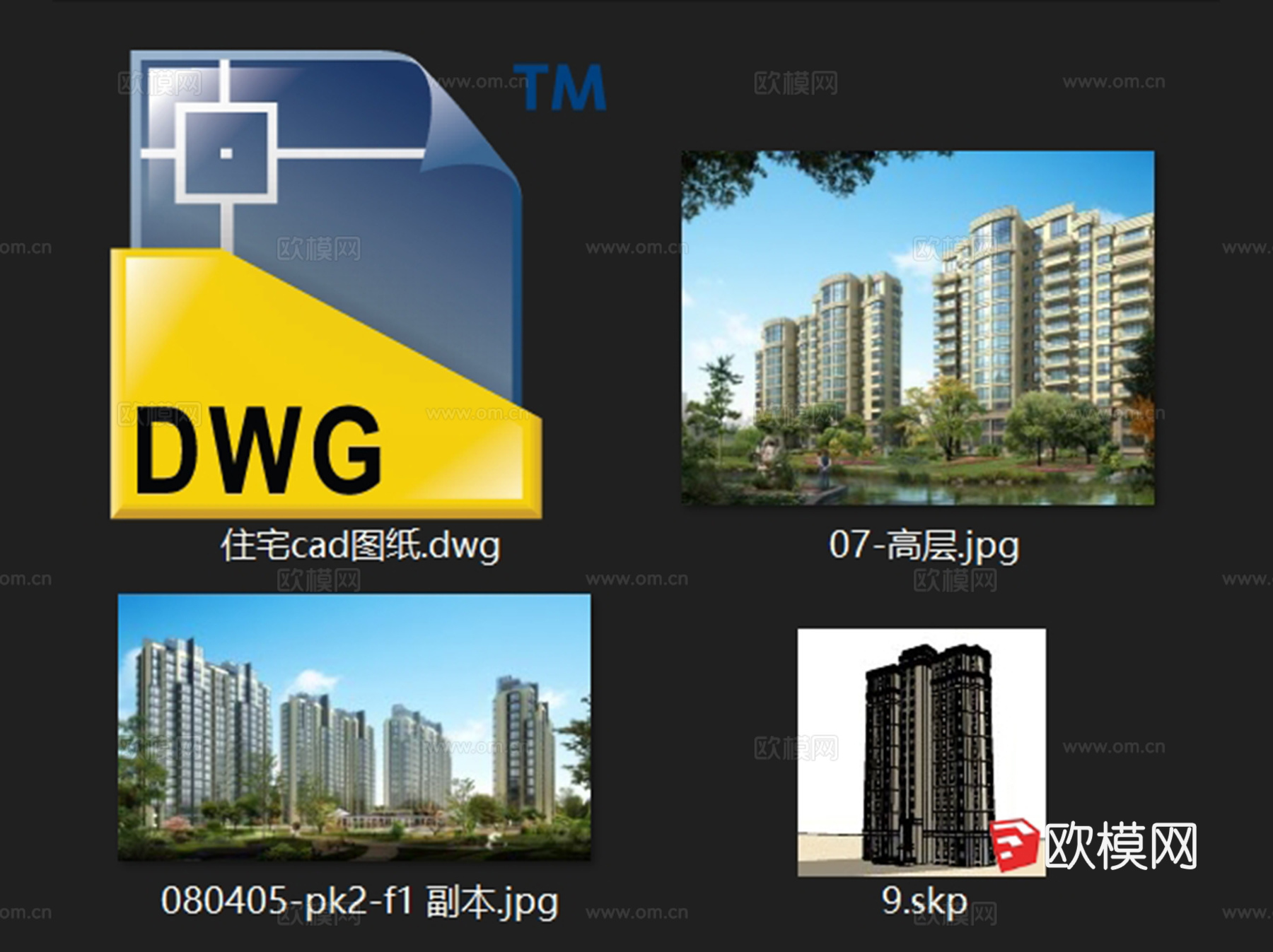 住宅小区规划建筑户型平面图CAD施工图cad施工图