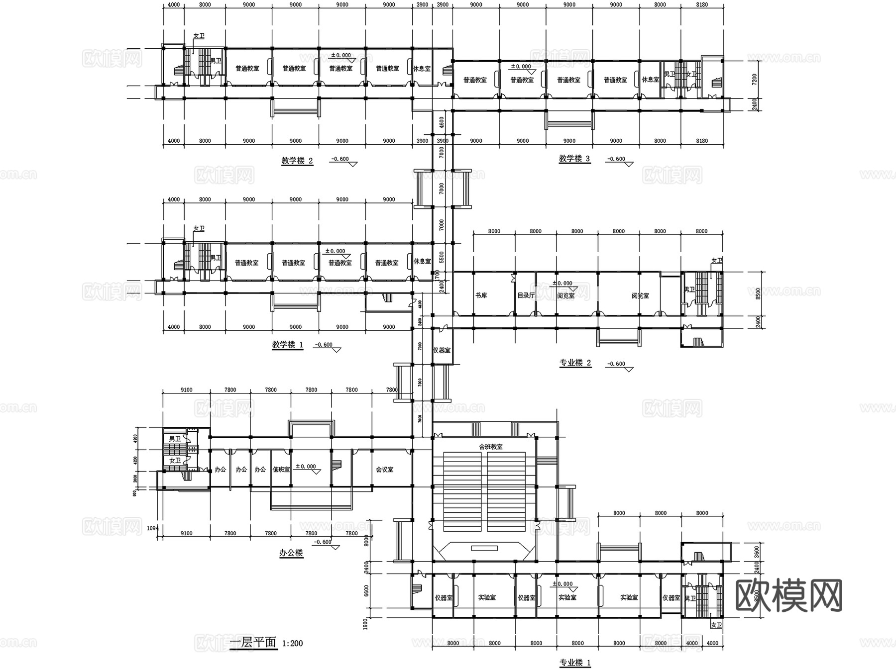 赣榆新城小学建筑CAD施工图cad施工图