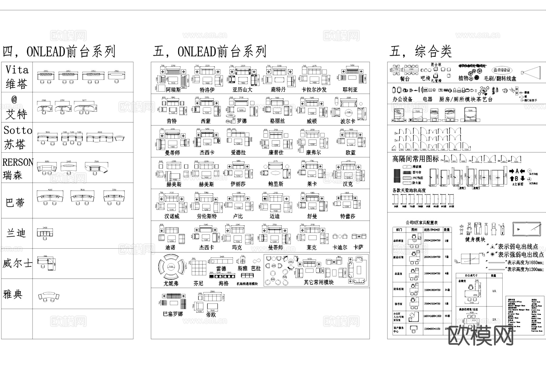 办公桌椅沙发家具图块图库cad施工图