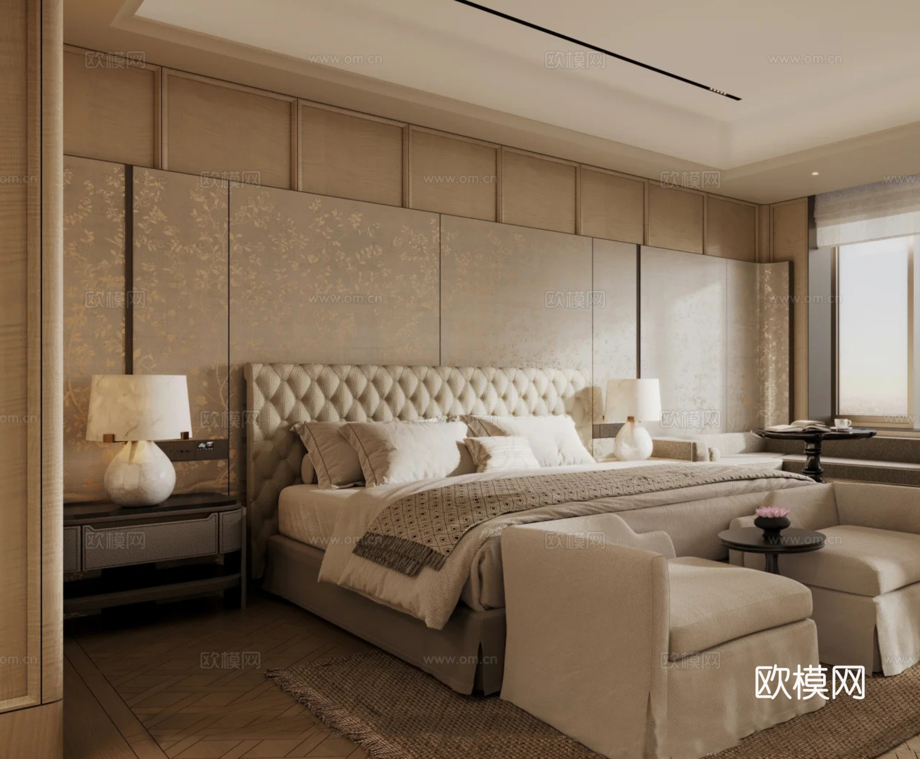 卧室床头背景墙、复古轻奢风背景墙、主卧室背景造型墙、硬包墙布cad施工图