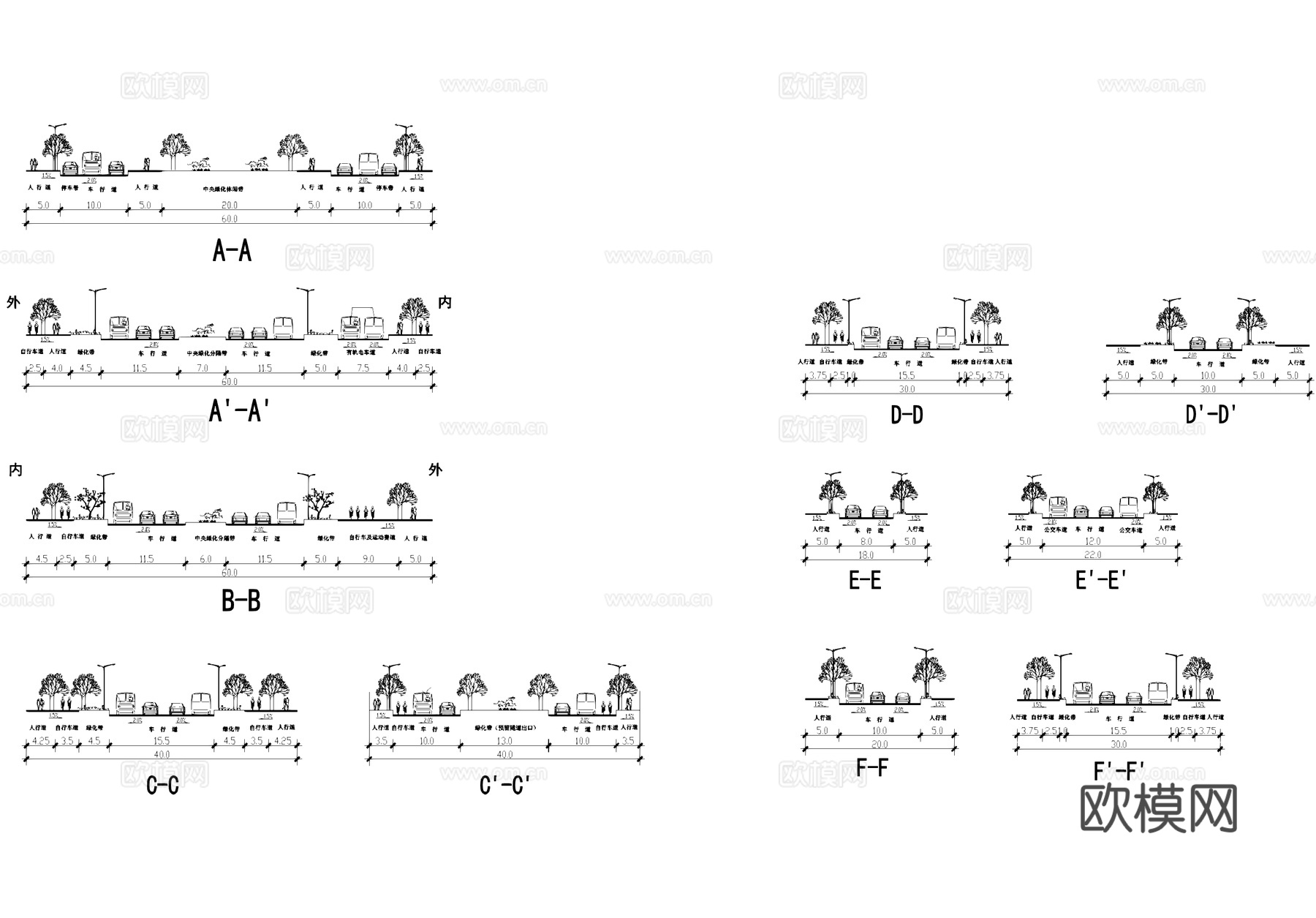 市政标准道路断面图CAD施工图cad施工图cad施工图