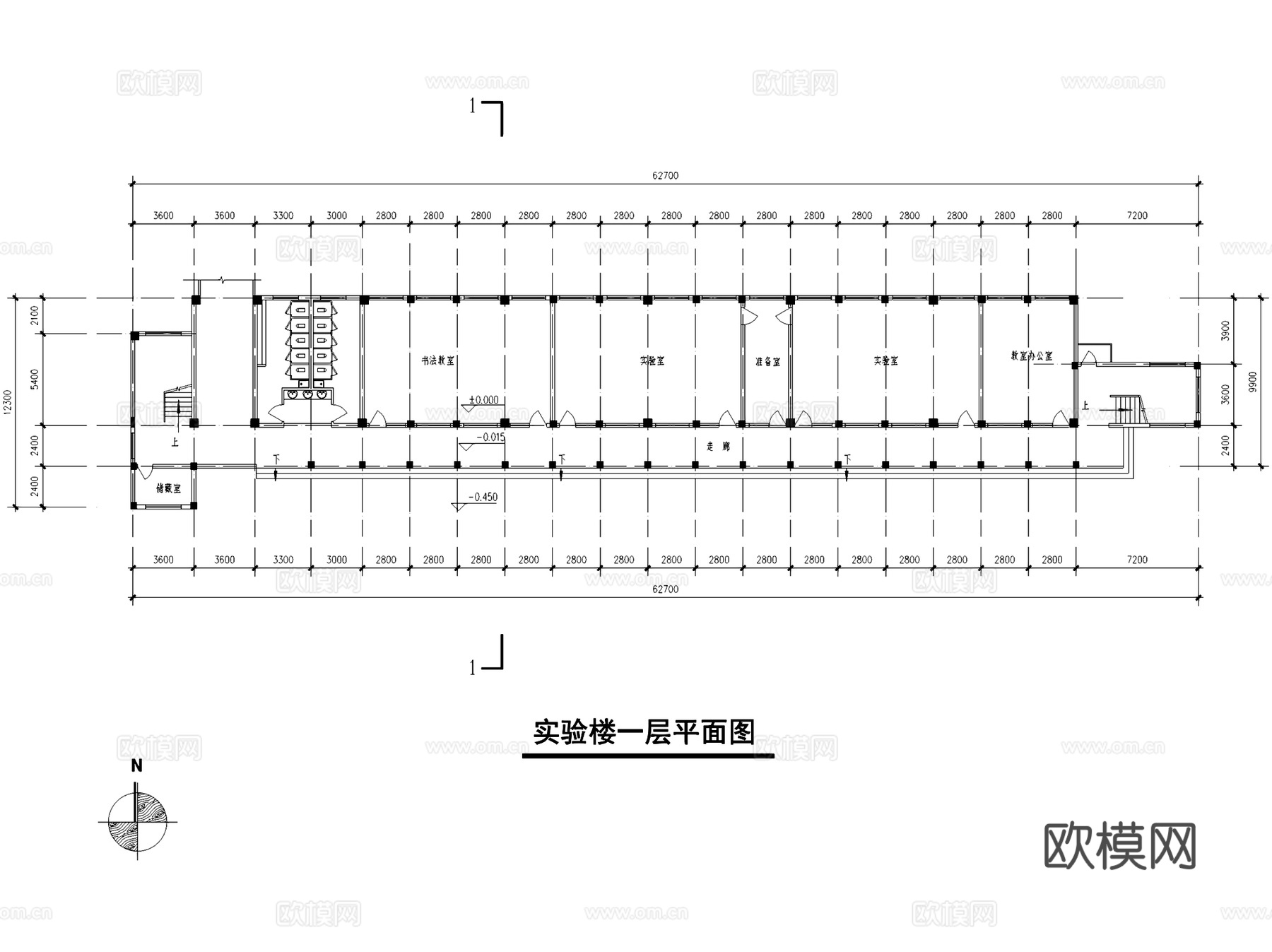 凤凰山小学规划建筑平剖面CAD施工图cad施工图