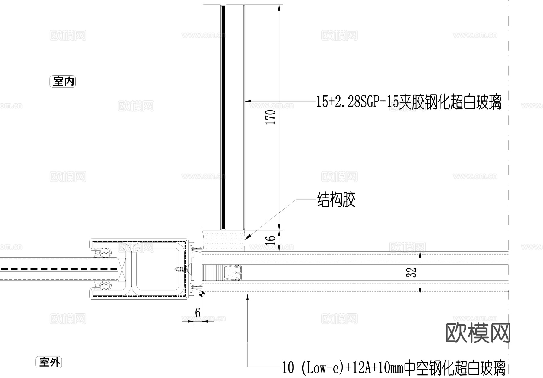 不锈钢玻璃门节点CAD施工图cad施工图