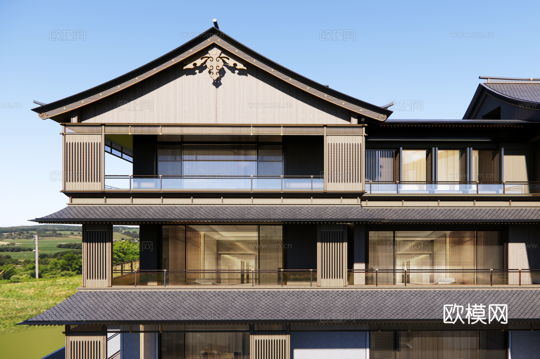 宋风别墅 宋式别墅su模型