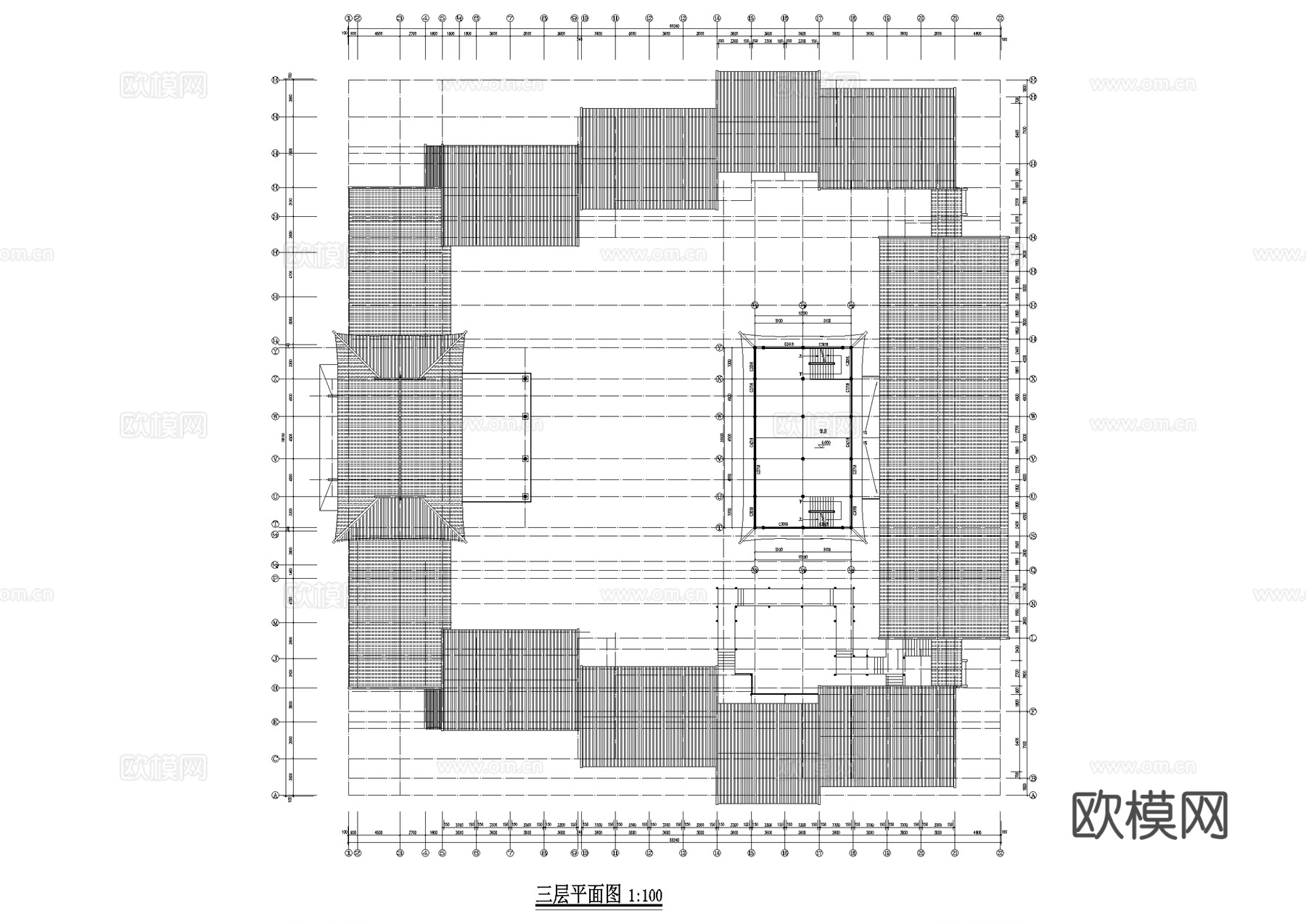 商业广场合院戏楼饭店茶楼建筑CAD施工图cad施工图