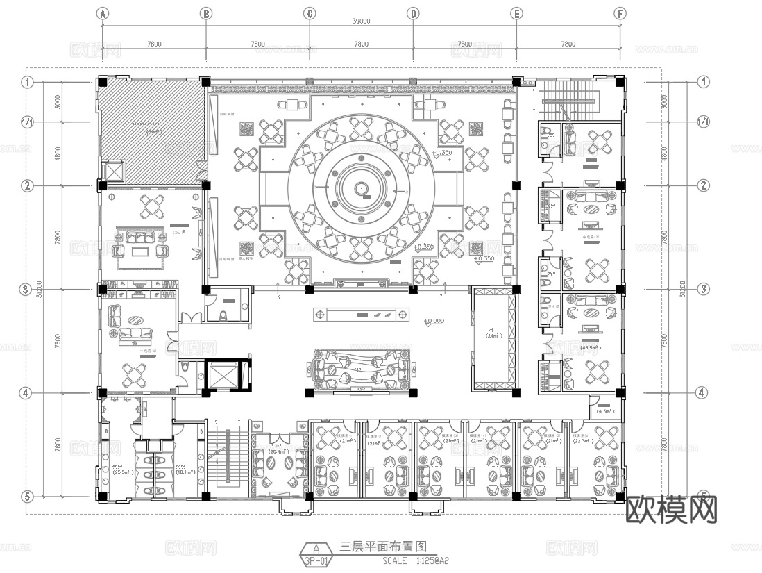 1000平茶楼 茶馆  最新平面施工图合集cad施工图