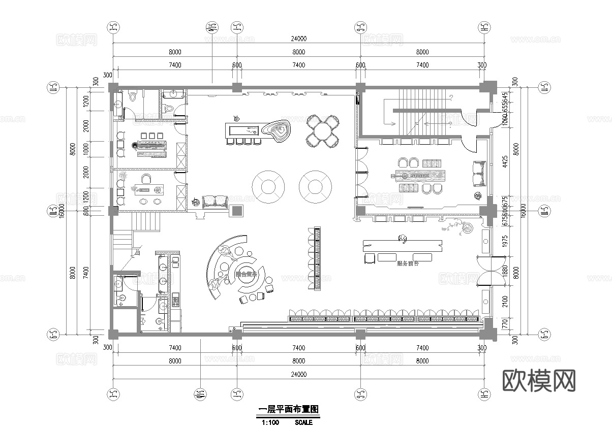 800平茶楼 茶馆  最新平面施工图合集cad施工图