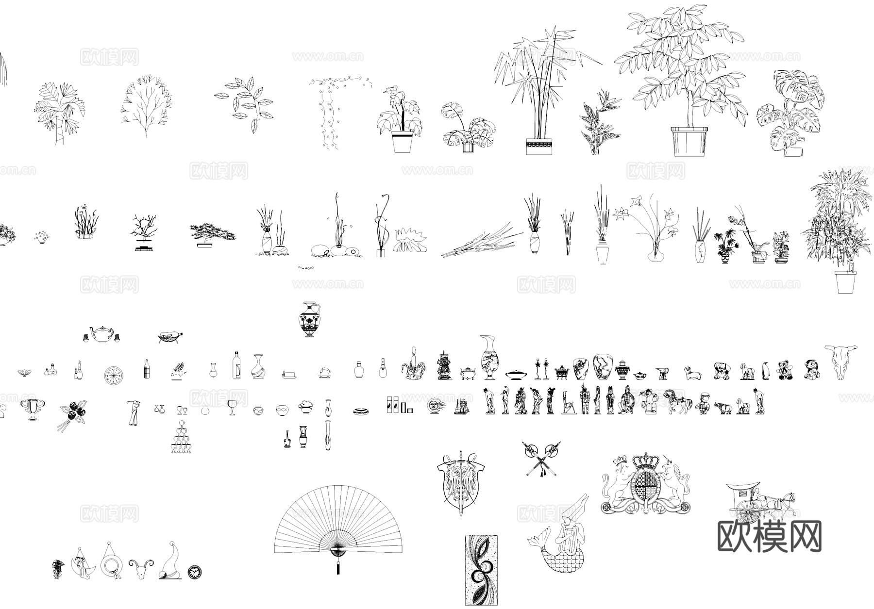 家具桌椅沙发柜子电器挂画植物综合CAD图块图库cad施工图