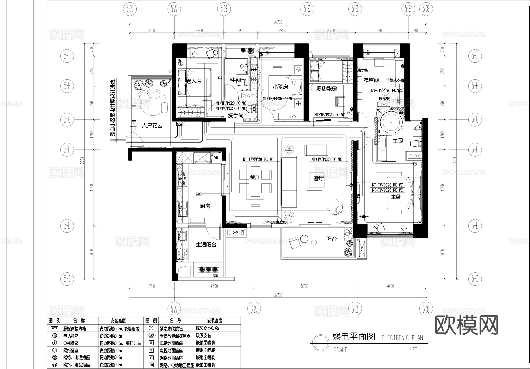 住宅家装样板间电气CAD施工图cad施工图