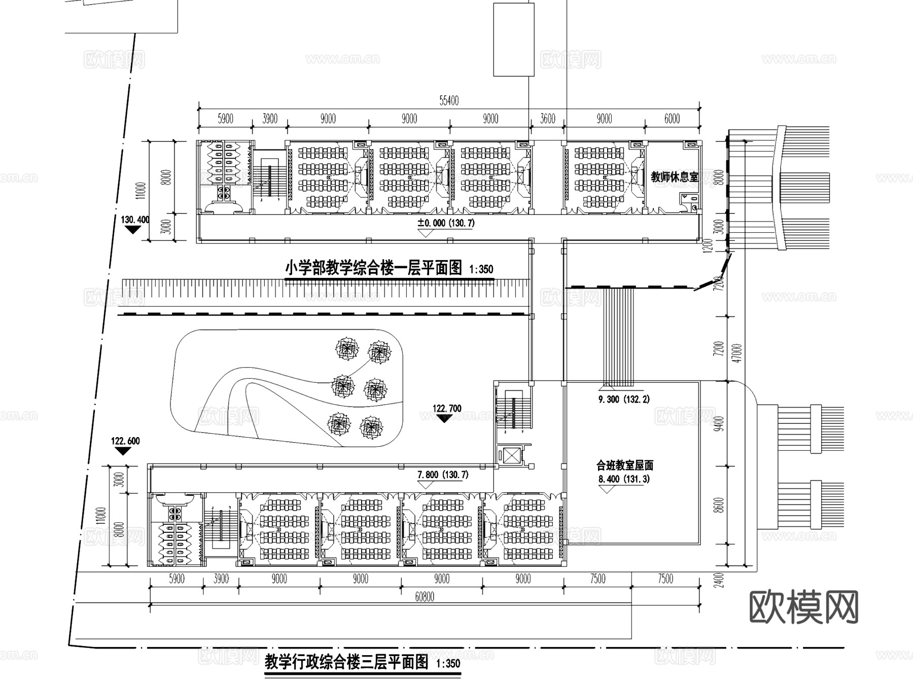 南平九年制开元实验学校规划建筑平剖面CAD施工图cad施工图
