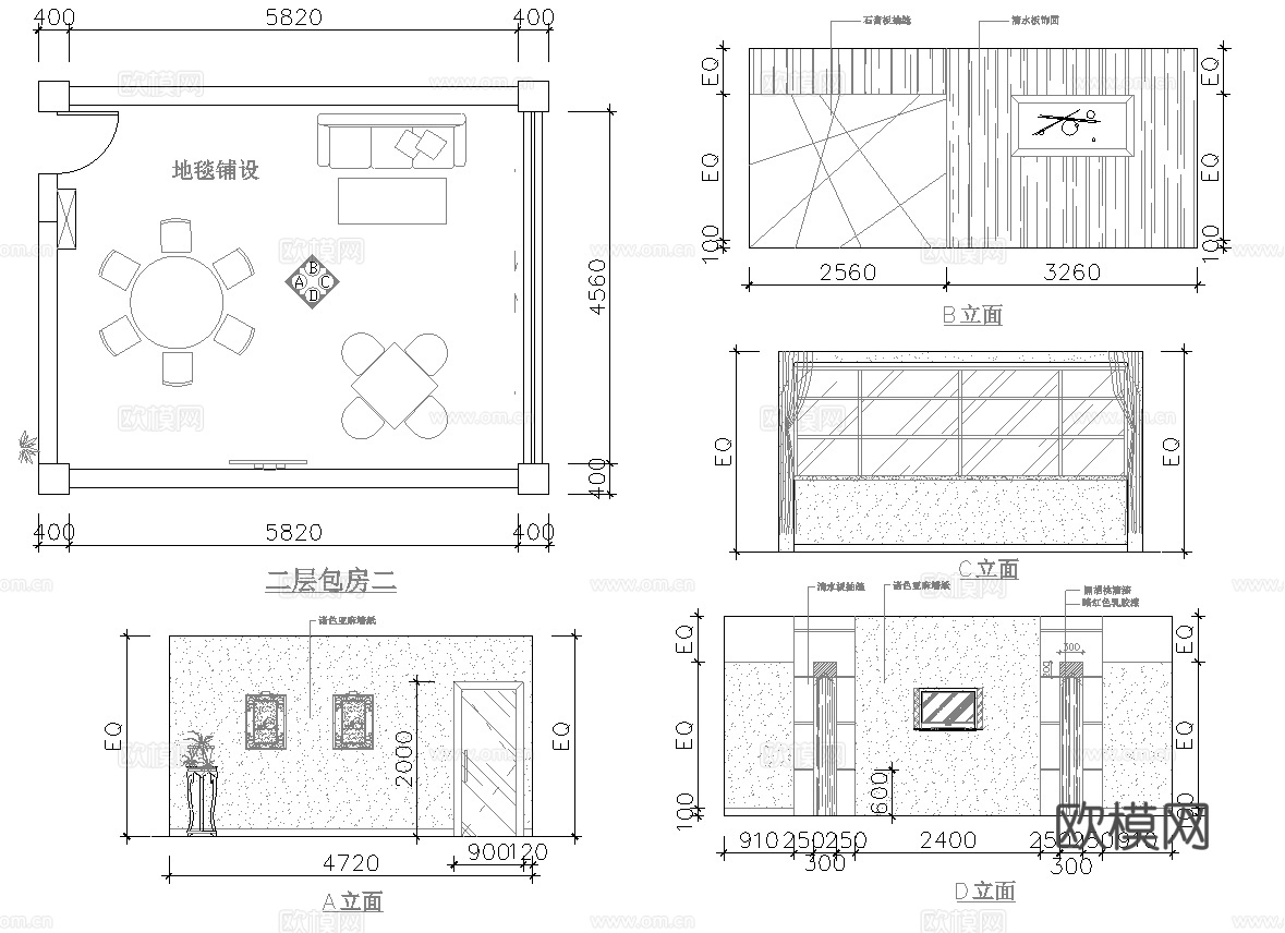 茶楼 茶馆  最新全套施工图合集cad施工图下载（渲染图8）