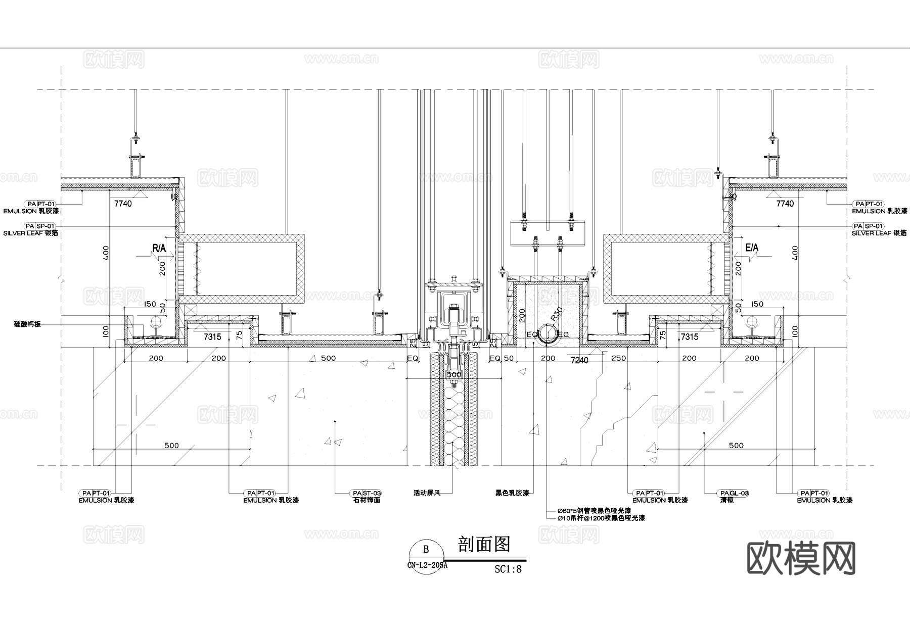 吊顶天花投影仪墙面节点CAD施工图cad施工图