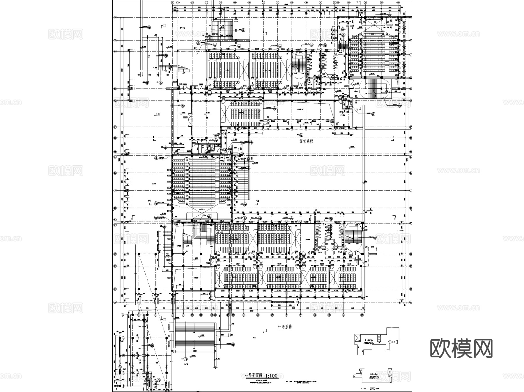 滁州学院南校区扩建院系楼建筑CAD施工图cad施工图