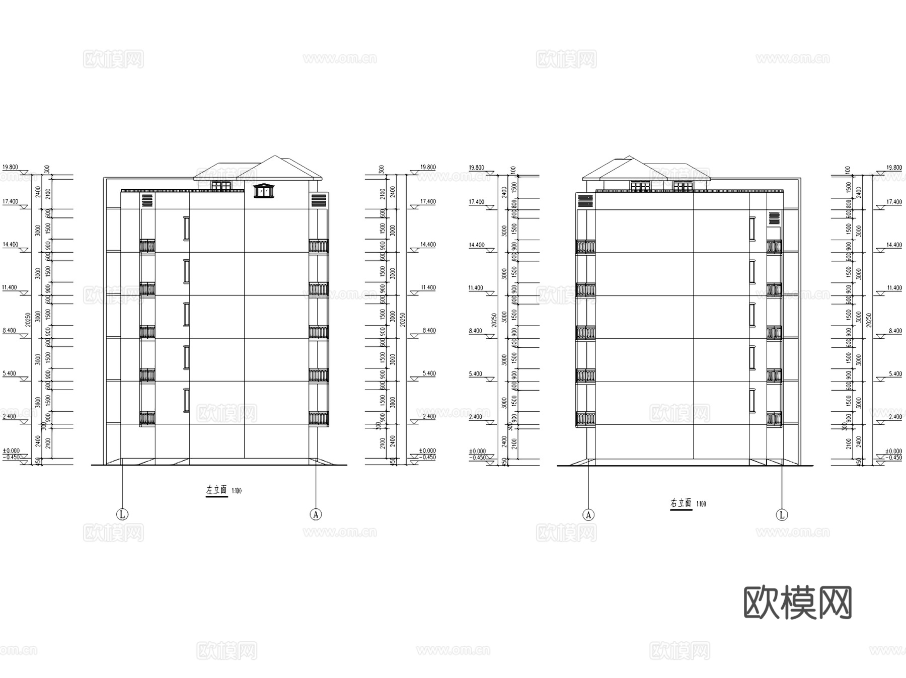 阳光花园多层住宅建筑CAD施工图+SU模型cad施工图