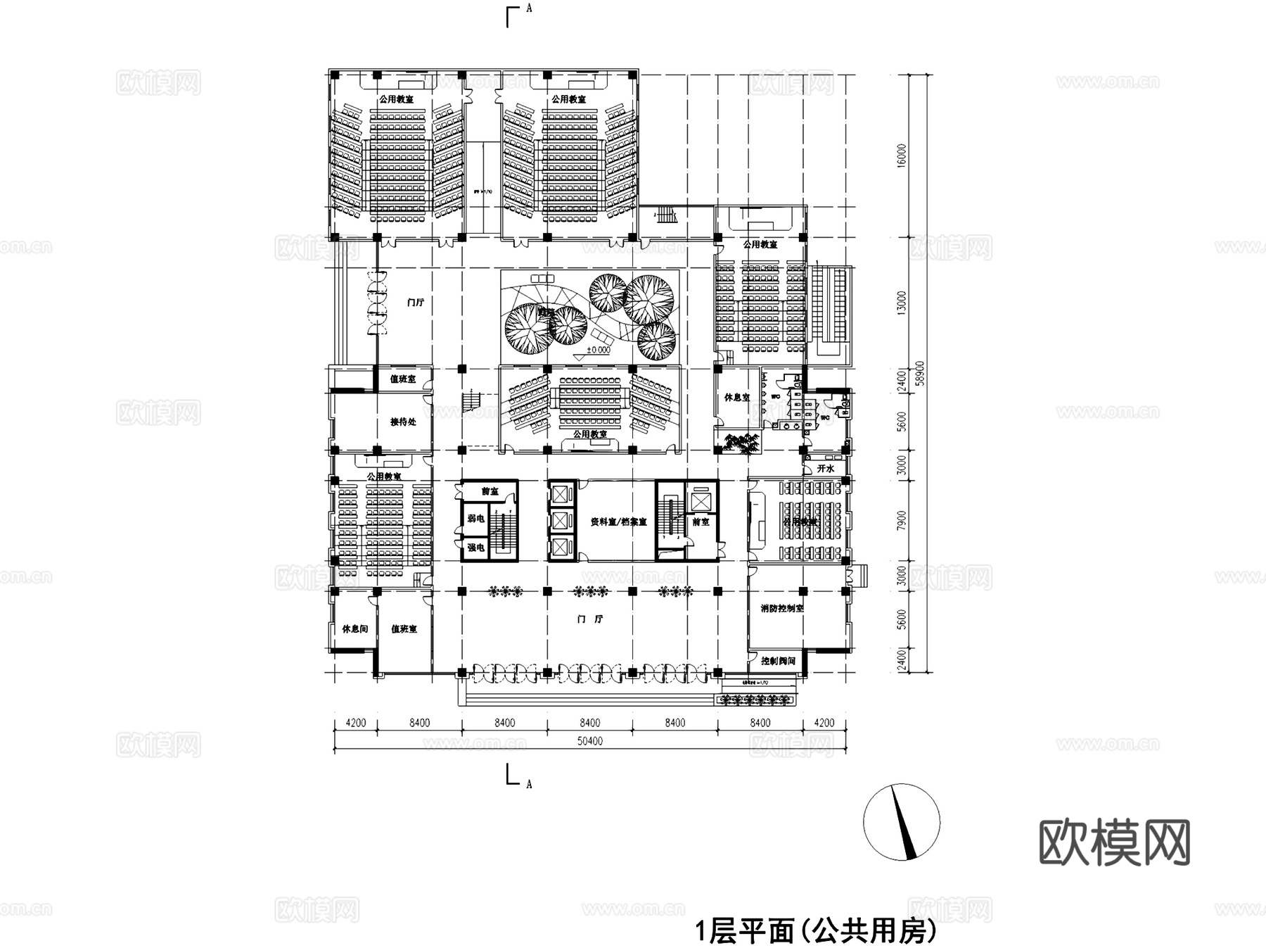 大学理工楼规划建筑平剖面CAD施工图cad施工图