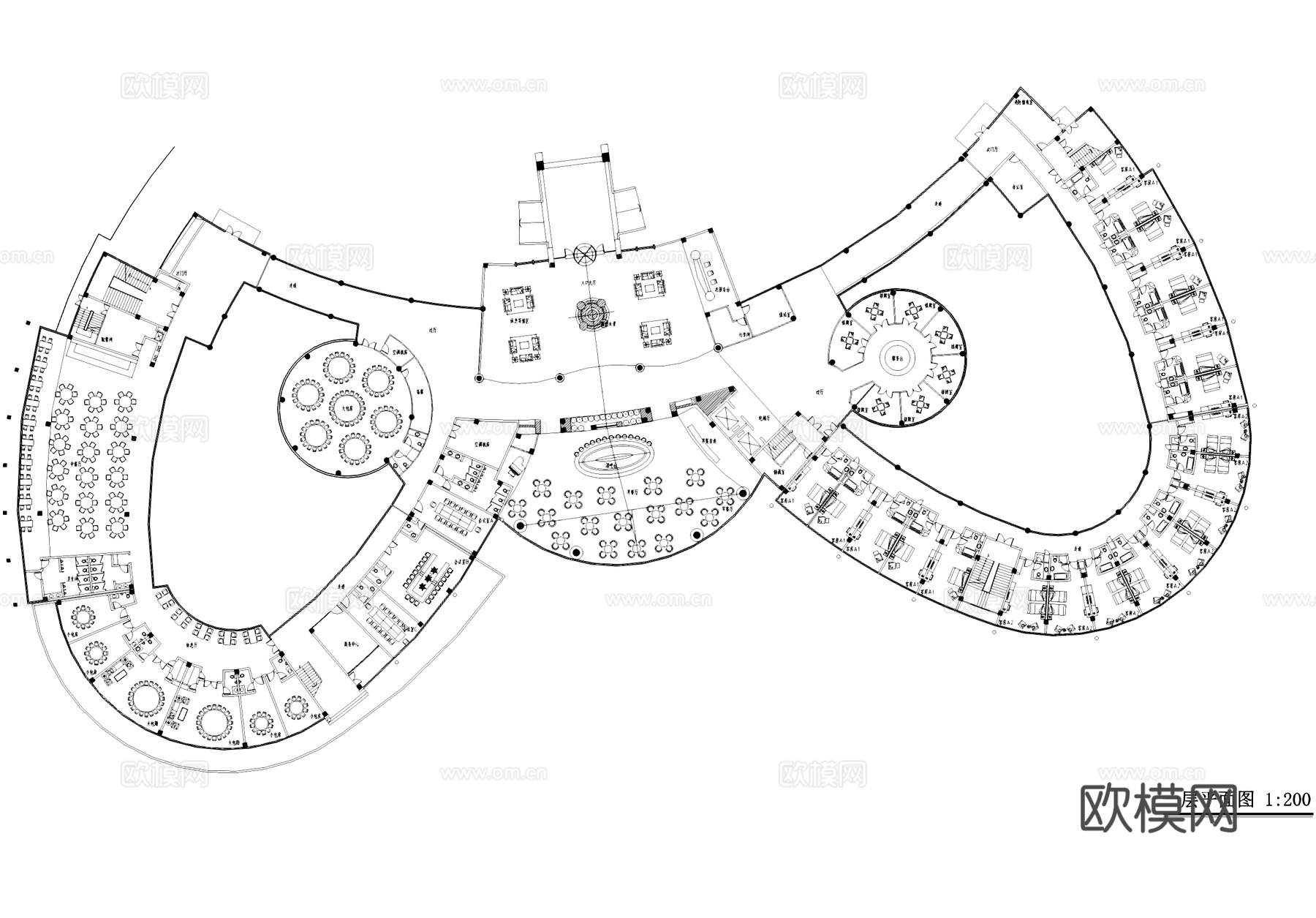 青剑湖异型宾馆酒店室内工装CAD施工图cad施工图