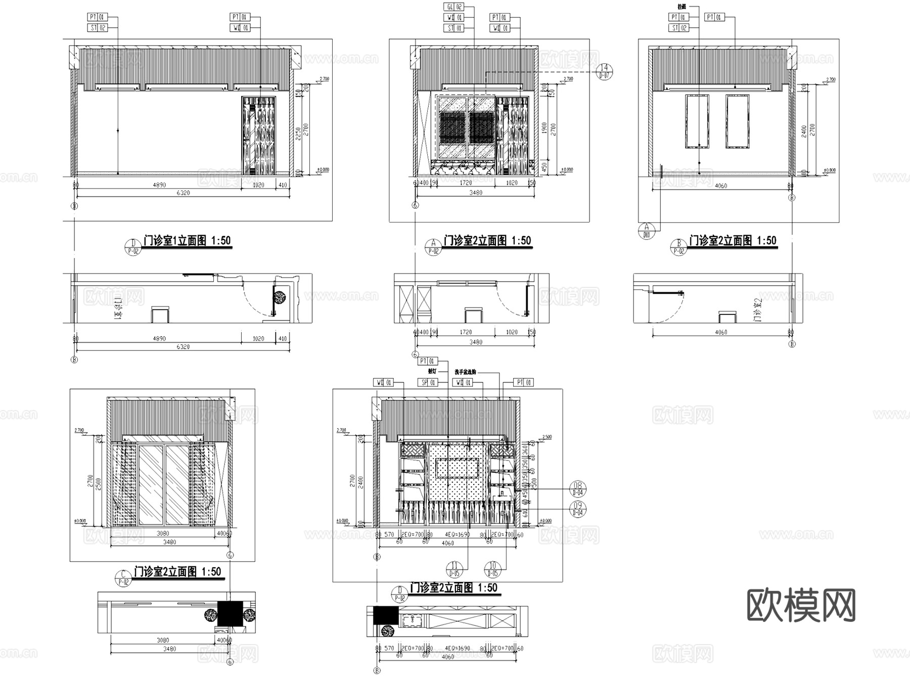 贵阳中医二附院名医堂室内装饰CAD施工图全套cad施工图