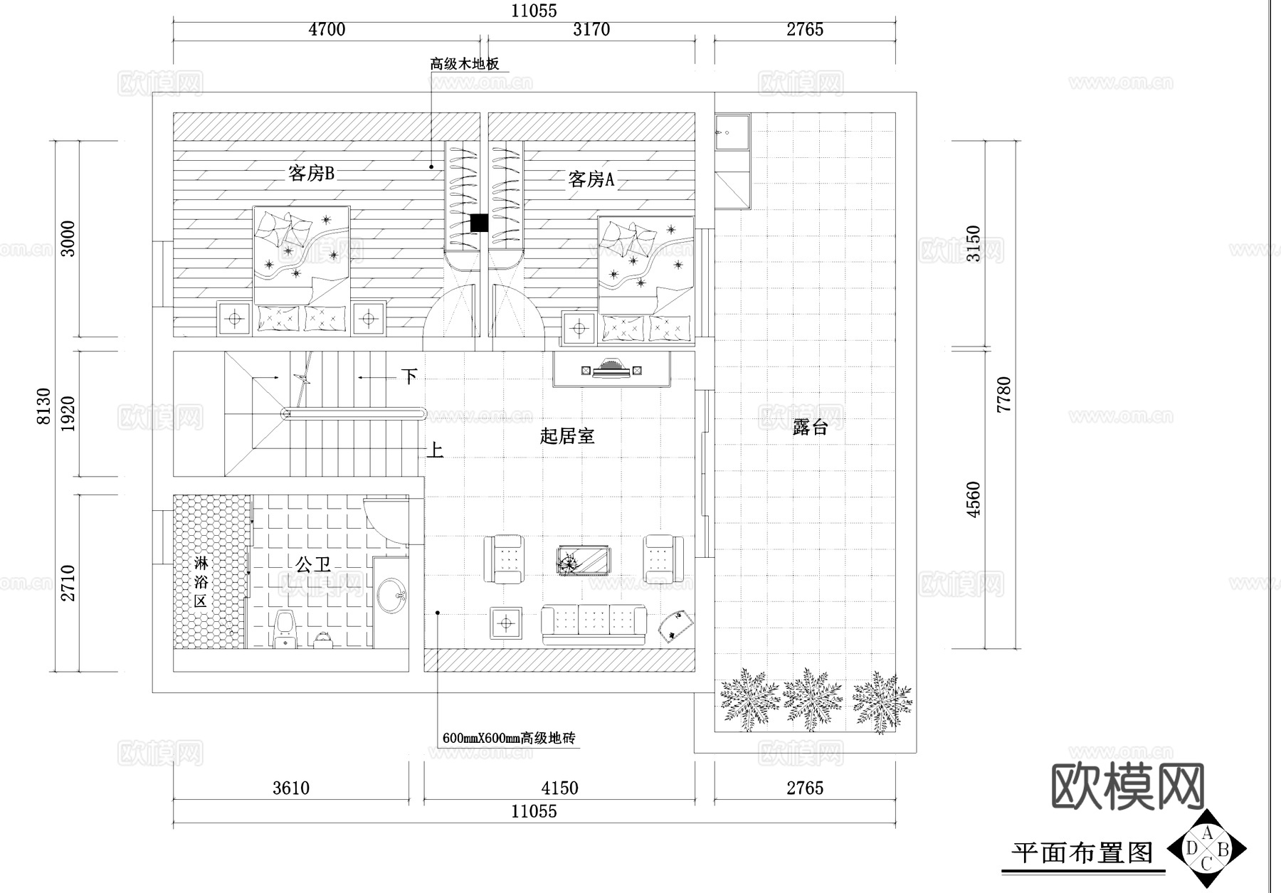 三层别墅室内家装CAD施工图cad施工图