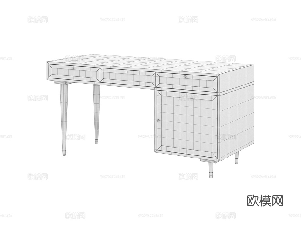 LoftDesigne 中古风书桌3d模型下载（渲染图2）