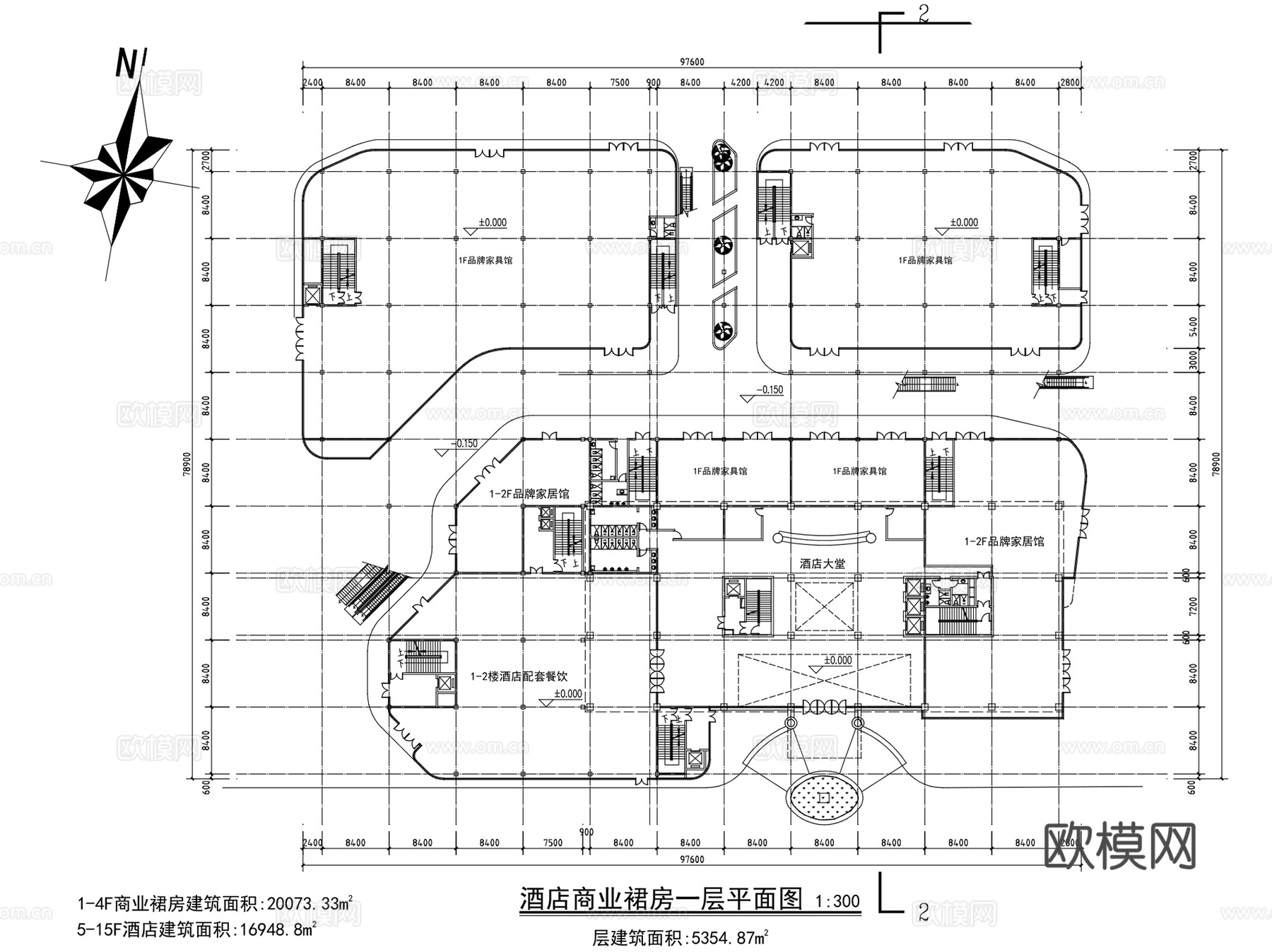 恩施时代家具城商住办综合体建筑CAD施工图整套+文本cad施工图