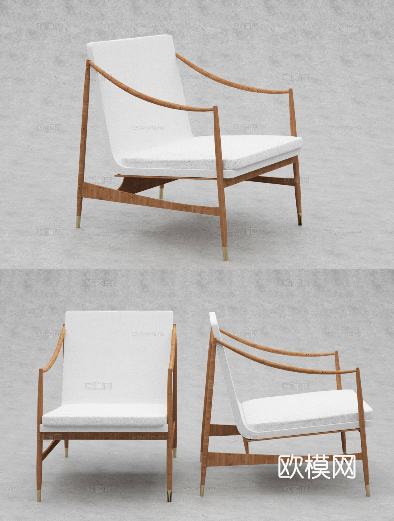 现代简约休闲椅3d模型下载（渲染图2）