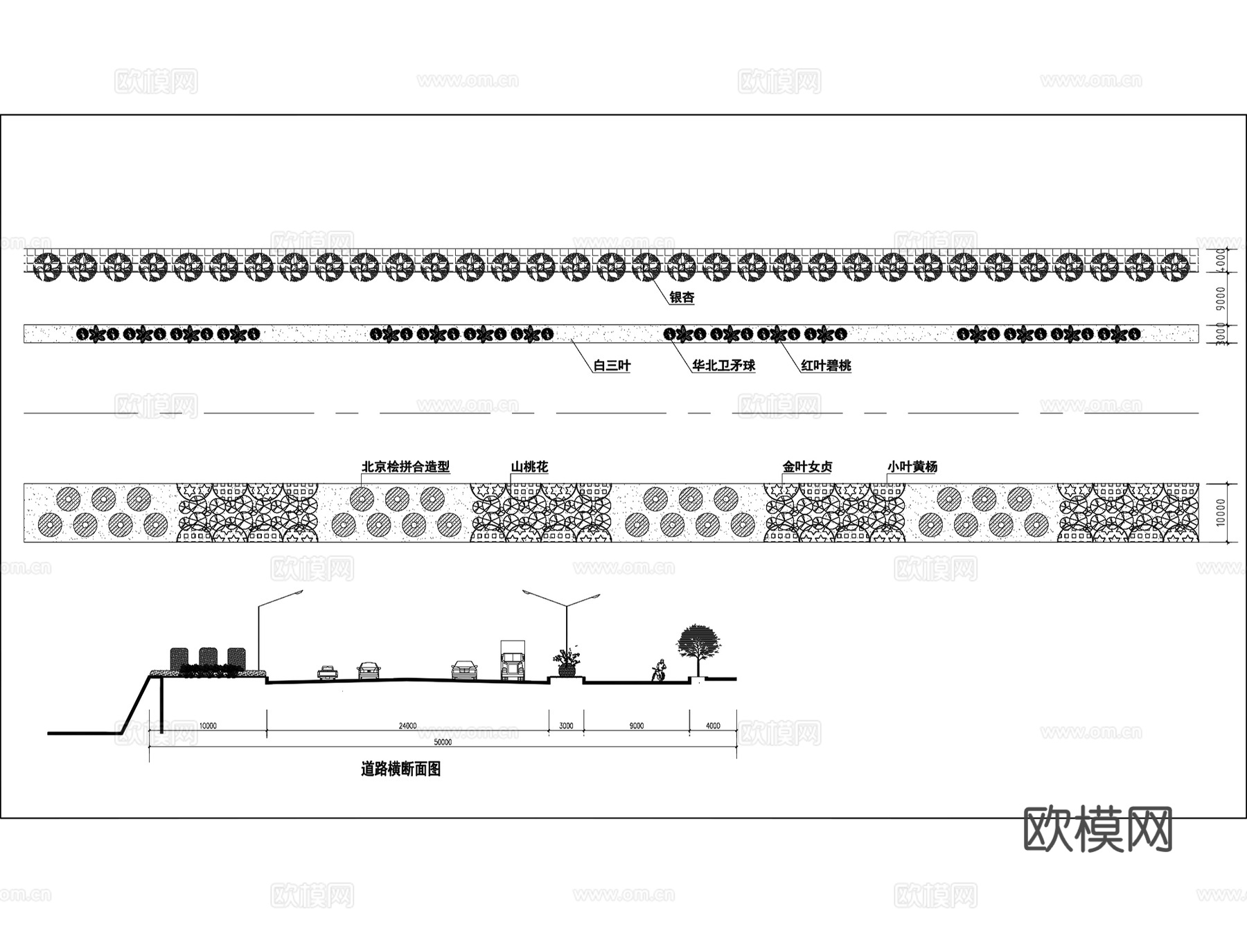 城市道路景观规划设计CAD施工图集 25套cad施工图