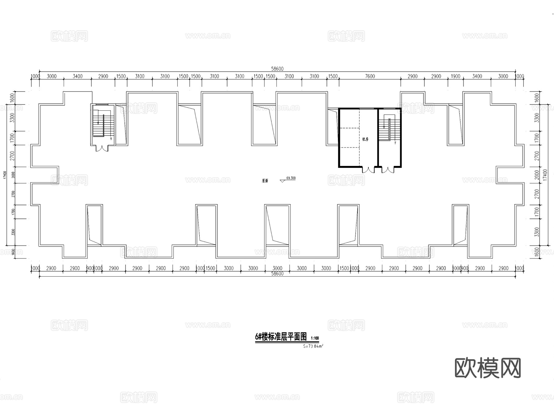 23层住宅楼平面剖面CAD施工图cad施工图