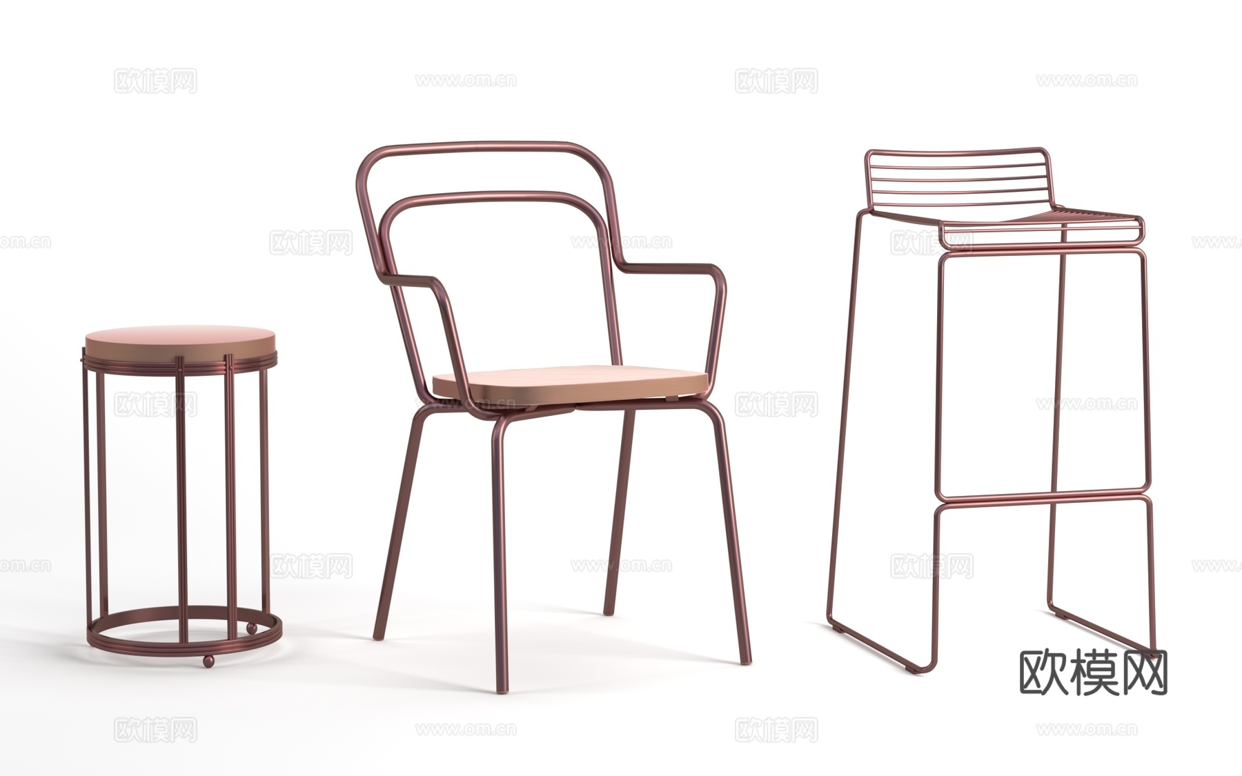 后现代金属椅子3d模型下载（渲染图1）