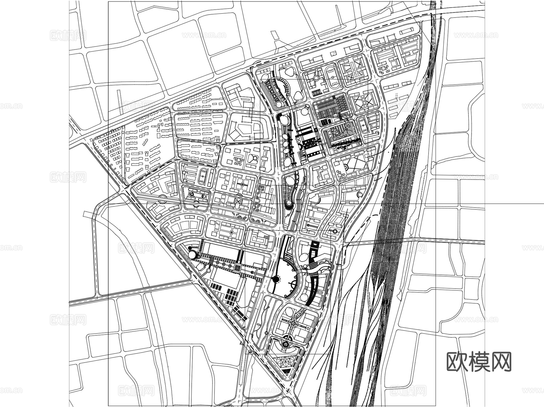 城市设计区域规划总平面CAD施工图集 50套cad施工图
