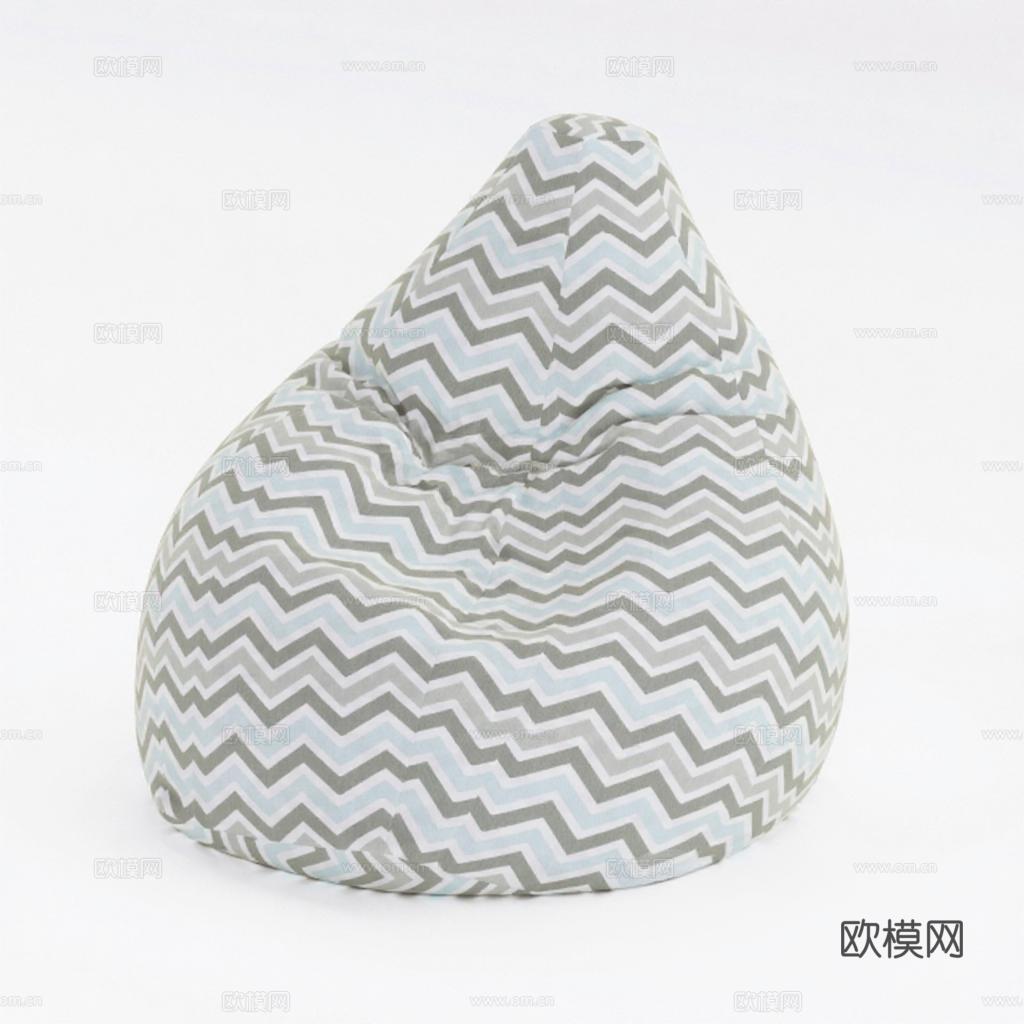 创意几何儿童豆袋椅 简约现代家居装饰 舒适客厅懒人沙发免费3d模型下载