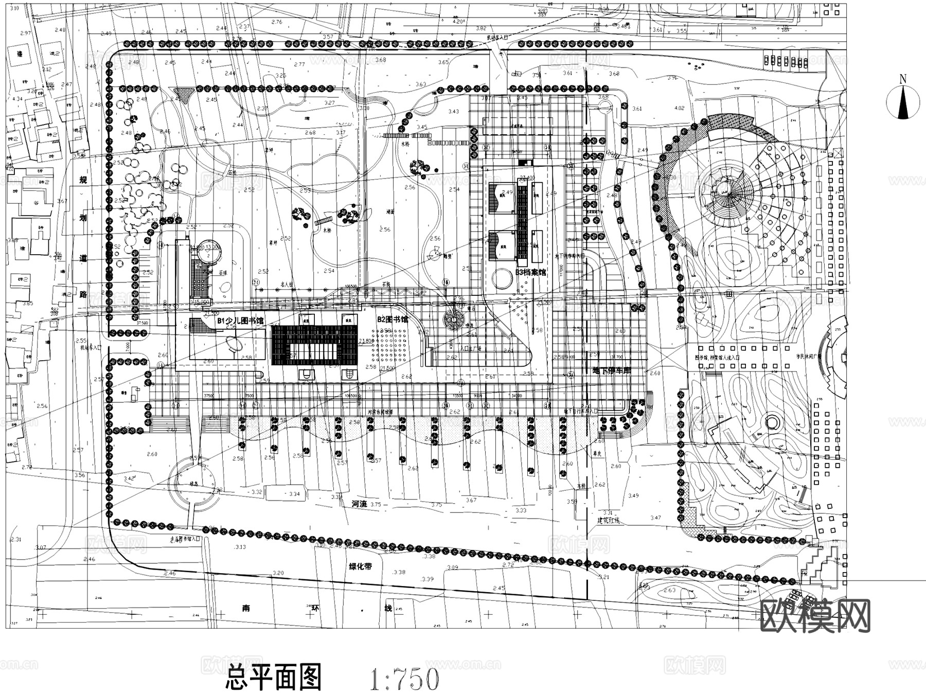 浙江长兴县图书馆档案馆建筑CAD施工图集+文本cad施工图