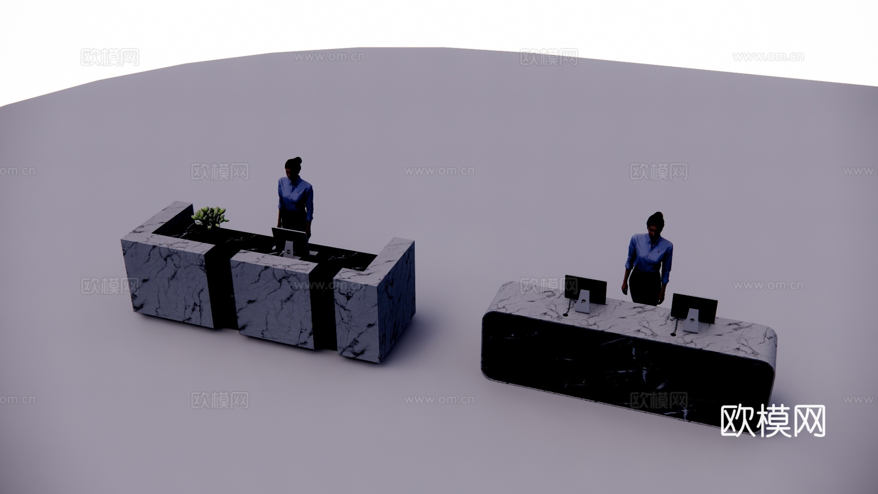 电脑 酒店前台 展厅 办公su模型