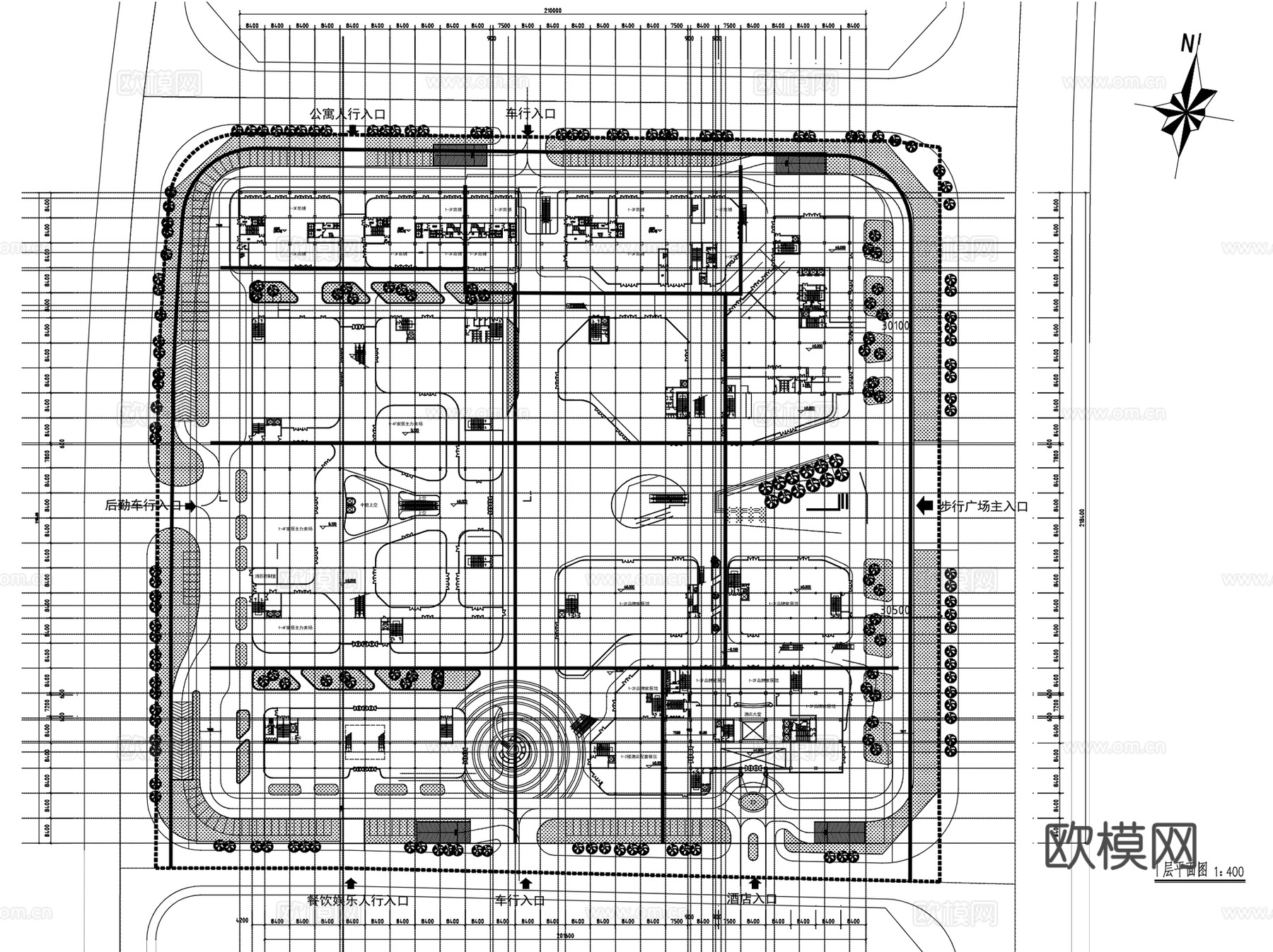 恩施时代家具城商住办综合体建筑CAD施工图整套+文本cad施工图