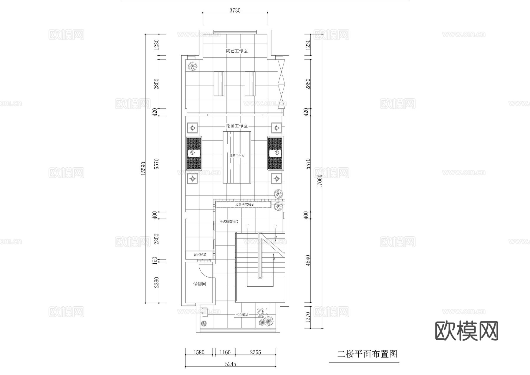 三层茶叶店平面方案cad施工图