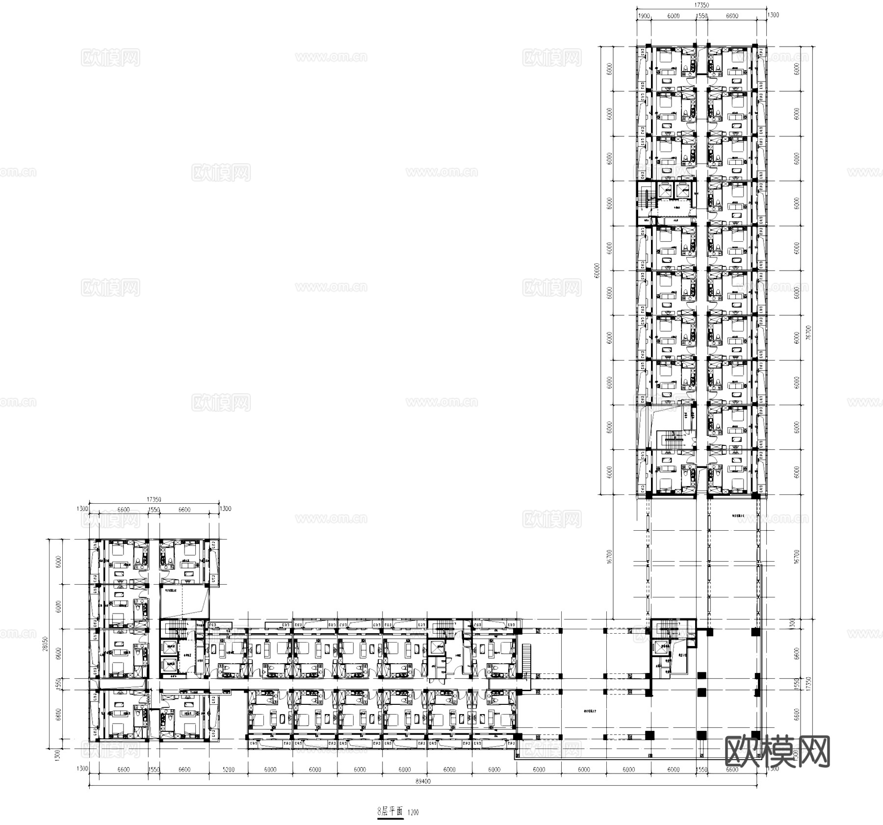 600户公寓住宅建筑平面户型图CAD施工图cad施工图