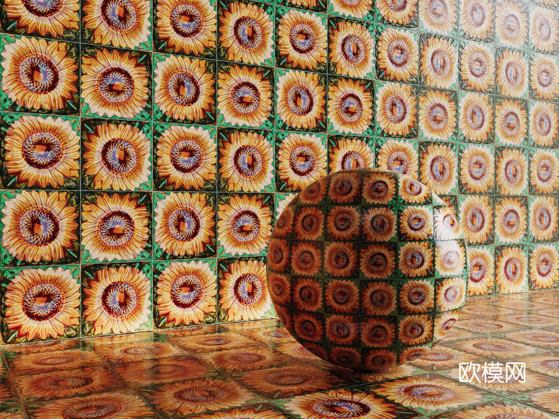 法式拼花瓷砖 厨房瓷砖 洗手间瓷砖 地砖 墙砖 花砖su模型