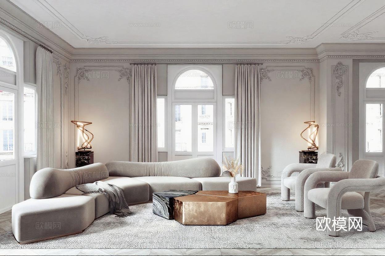 现代奢华客厅设计免费3d模型下载