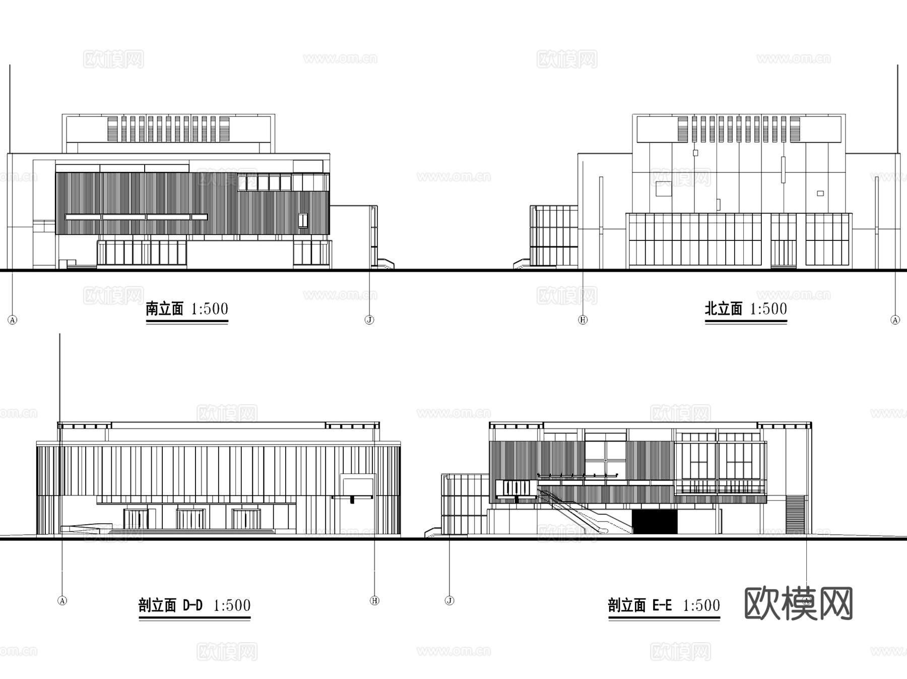 浙江长兴县大剧院影剧院建筑CAD施工图集+文本cad施工图